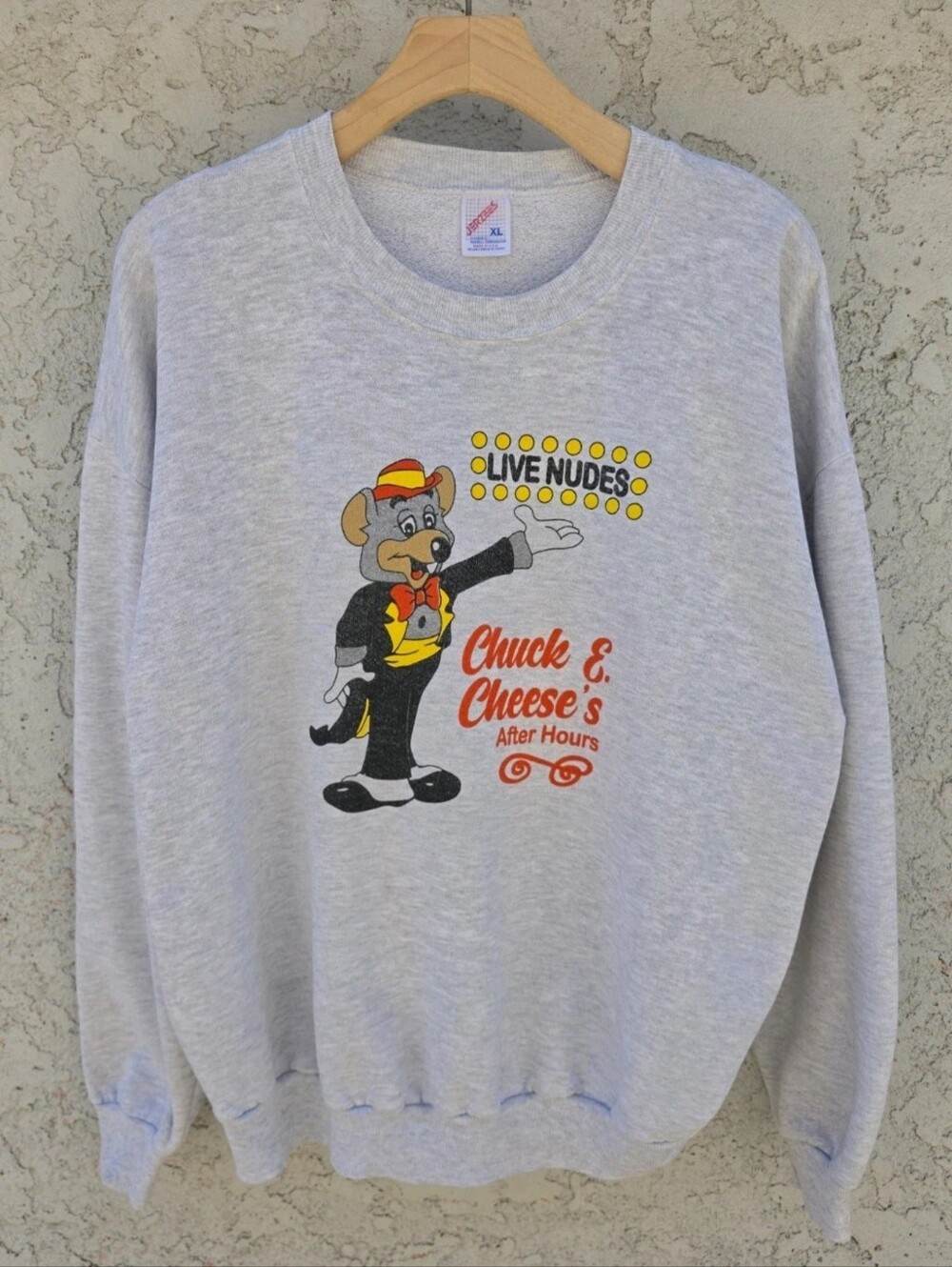 VTG 80s 90s Chuck E Cheese After Hours Sweatshirt XL Jerzees USA Parody Bootleg